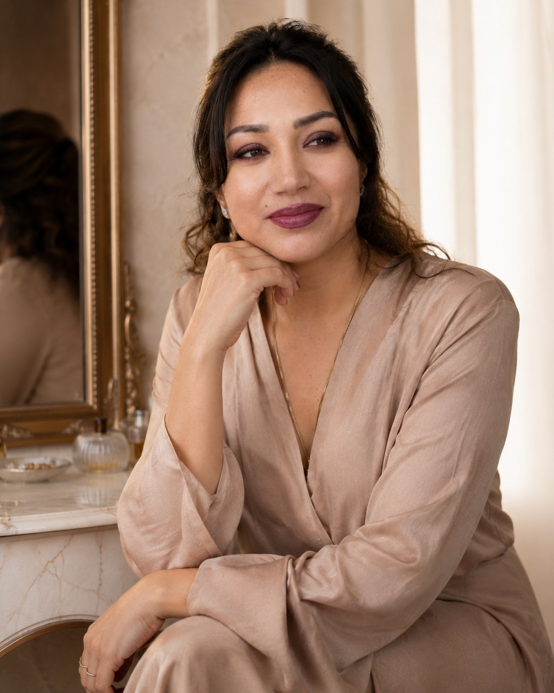 Retrato editorial junto a espejo